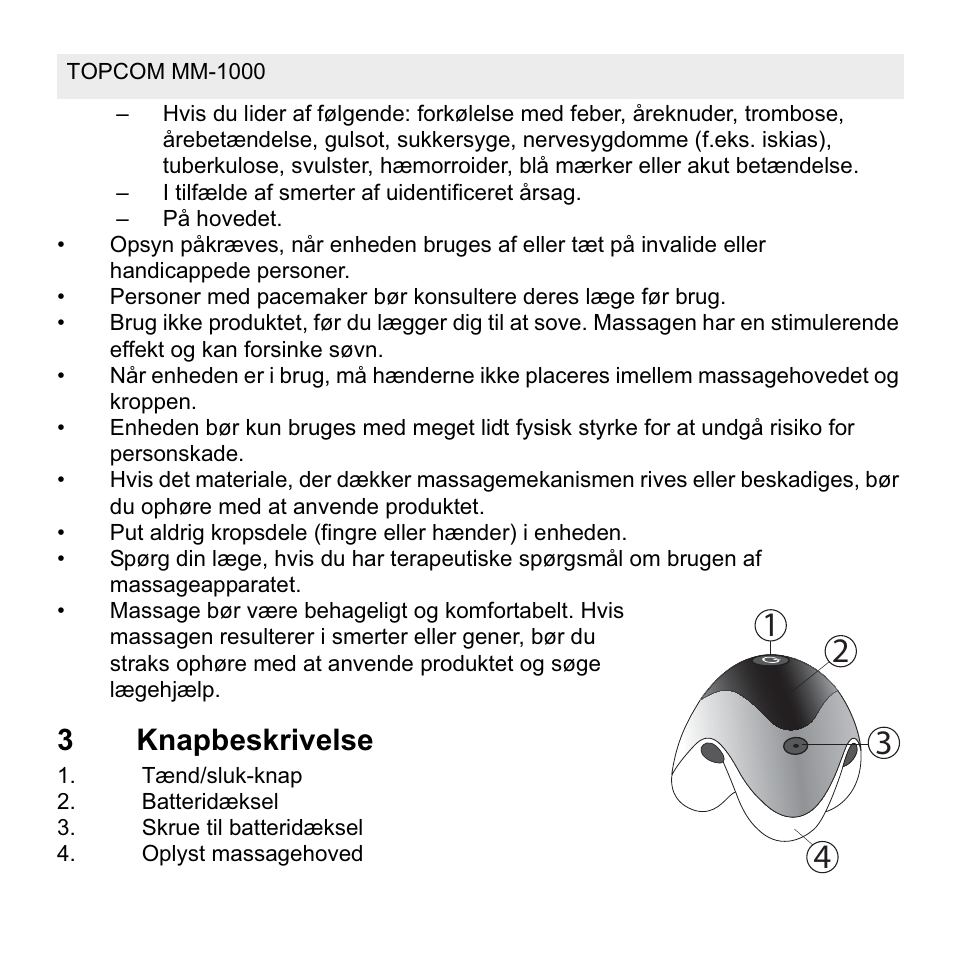 3knapbeskrivelse | Topcom MM 1000 User Manual | Page 48 / 124