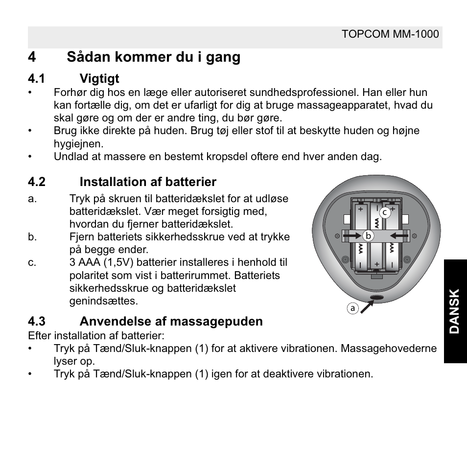 4sådan kommer du i gang | Topcom MM 1000 User Manual | Page 49 / 124