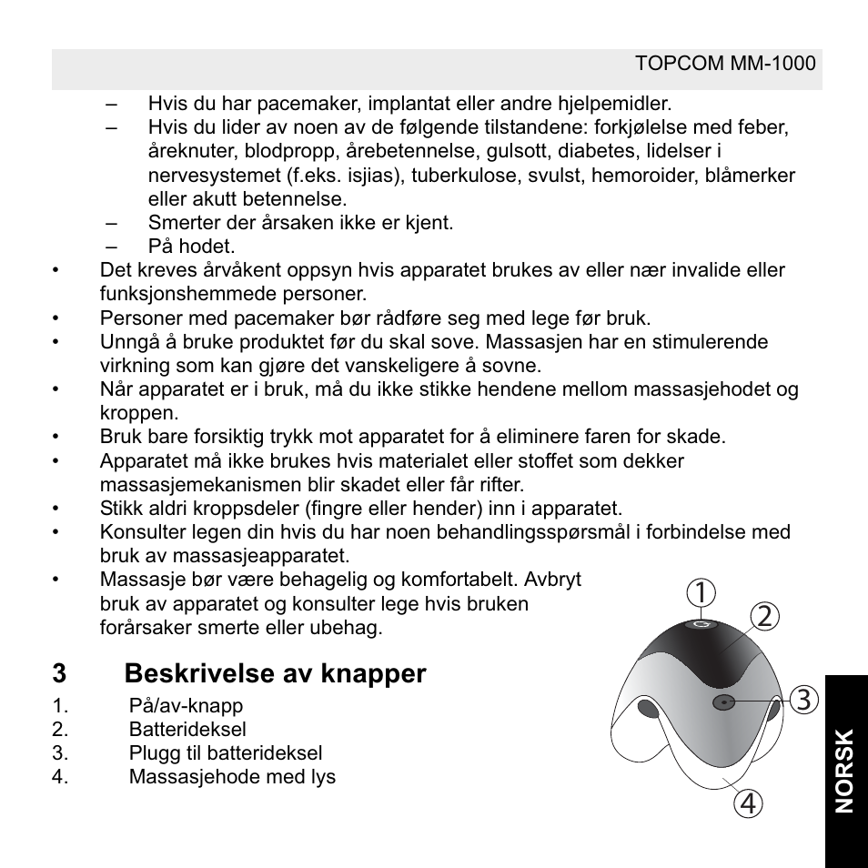 3beskrivelse av knapper | Topcom MM 1000 User Manual | Page 55 / 124