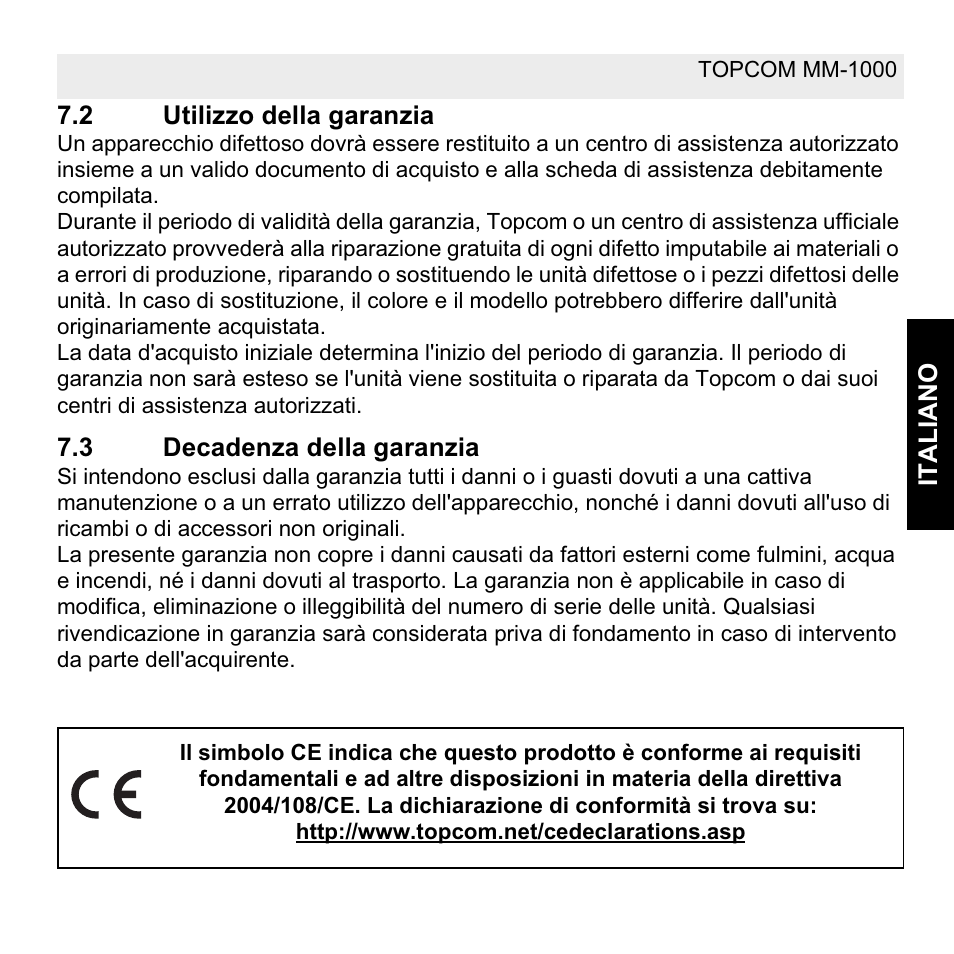 Topcom MM 1000 User Manual | Page 73 / 124