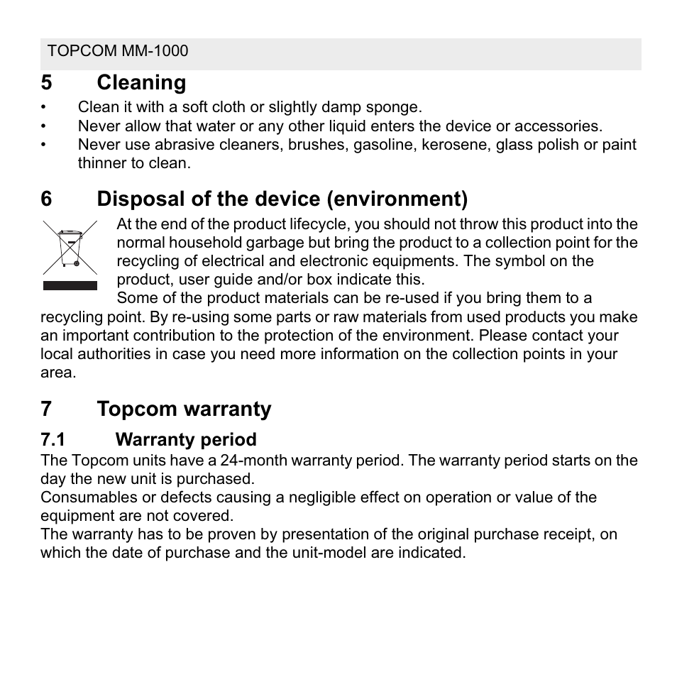 Topcom MM 1000 User Manual | Page 8 / 124