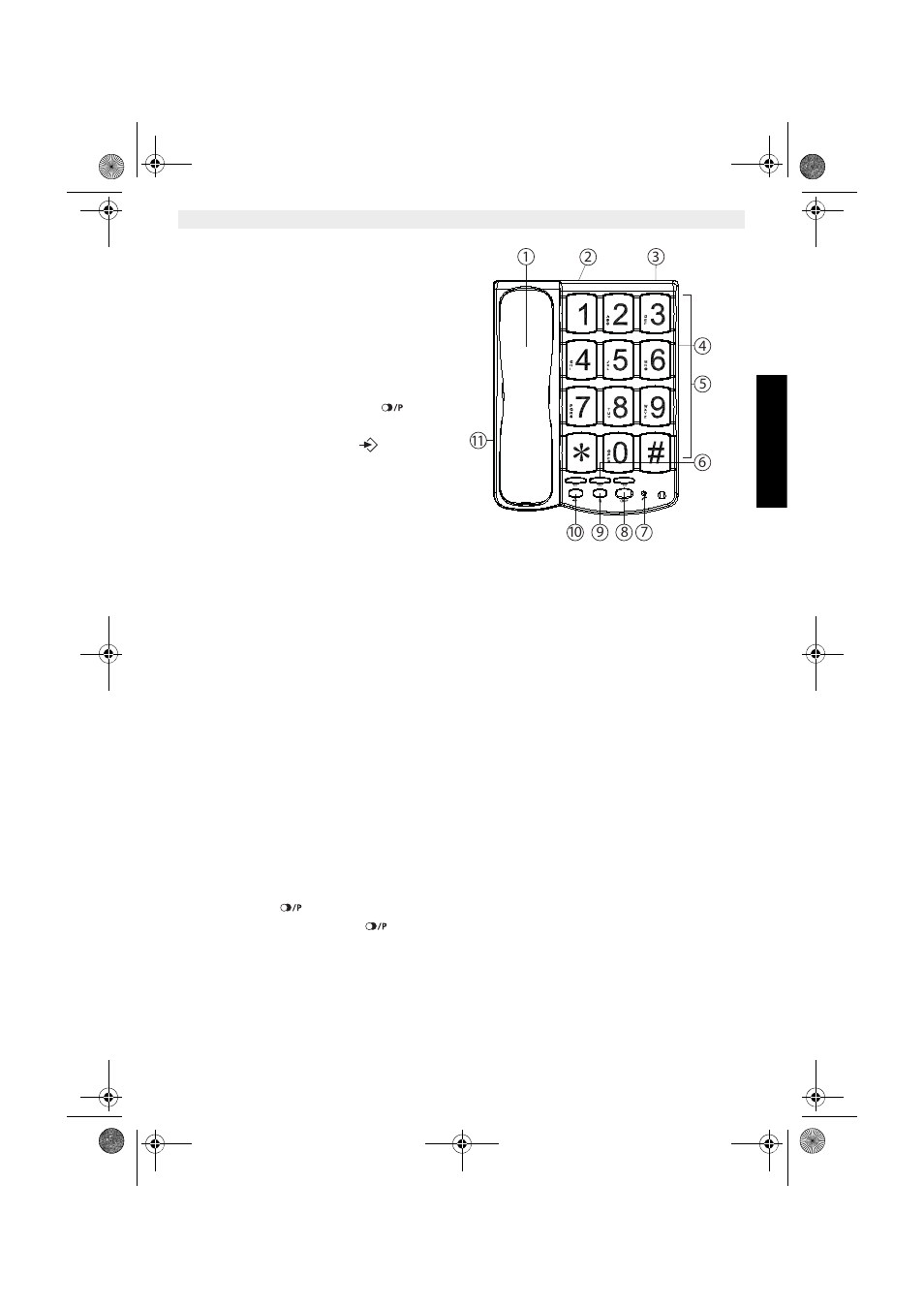 5knapper/led-indikator, 6installere linjeledningen, 7komme i gang 7.1 ringe ut | 2 håndsettvolum, 3 repetere siste nummer, 4 ringevolum | Topcom SOLOGIC T101 User Manual | Page 39 / 80