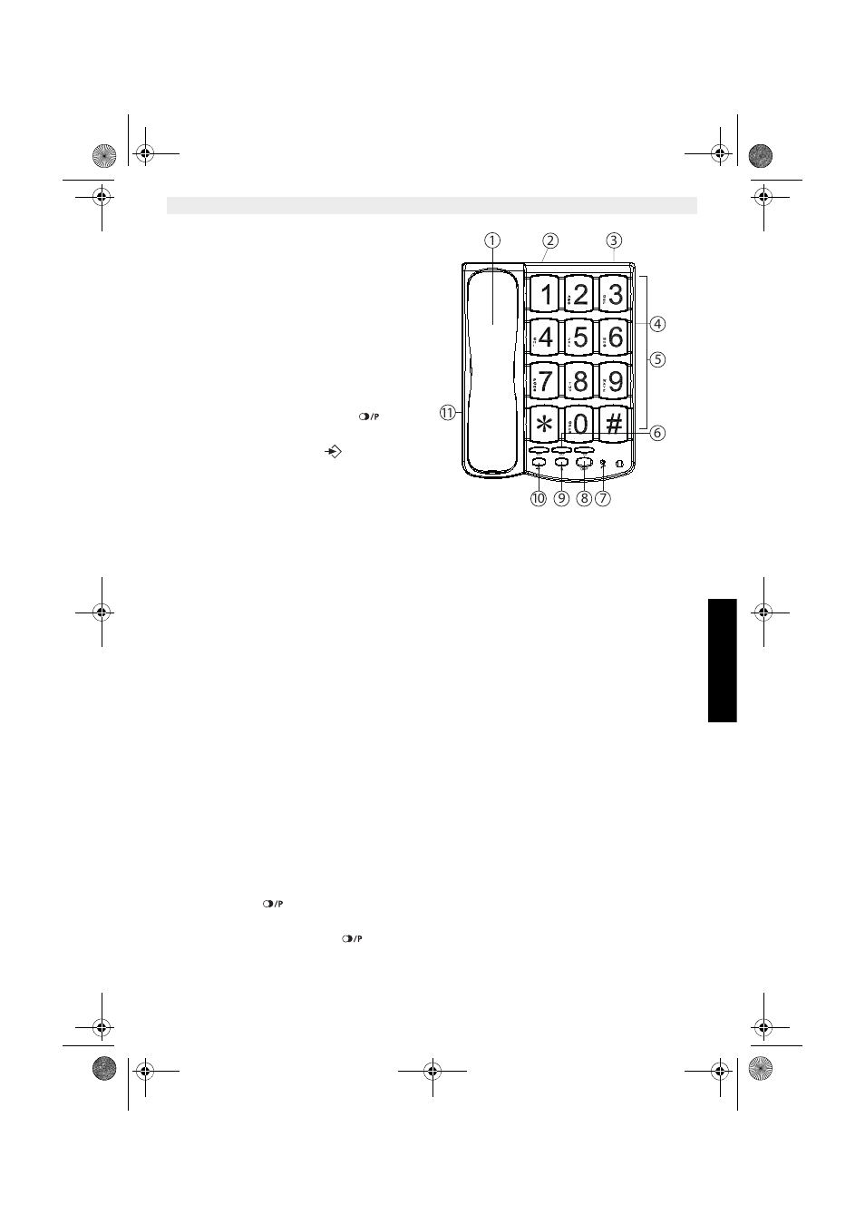 5tasti/led, 6installazione del cavo di linea, 7inizializzazione 7.1 esecuzione di una chiamata | 2 volume telefono, 3 ripetizione dell'ultimo numero | Topcom SOLOGIC T101 User Manual | Page 49 / 80