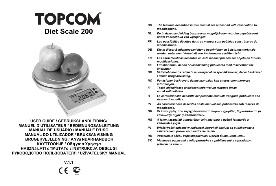 Topcom DIET SCALE 200 User Manual | 88 pages