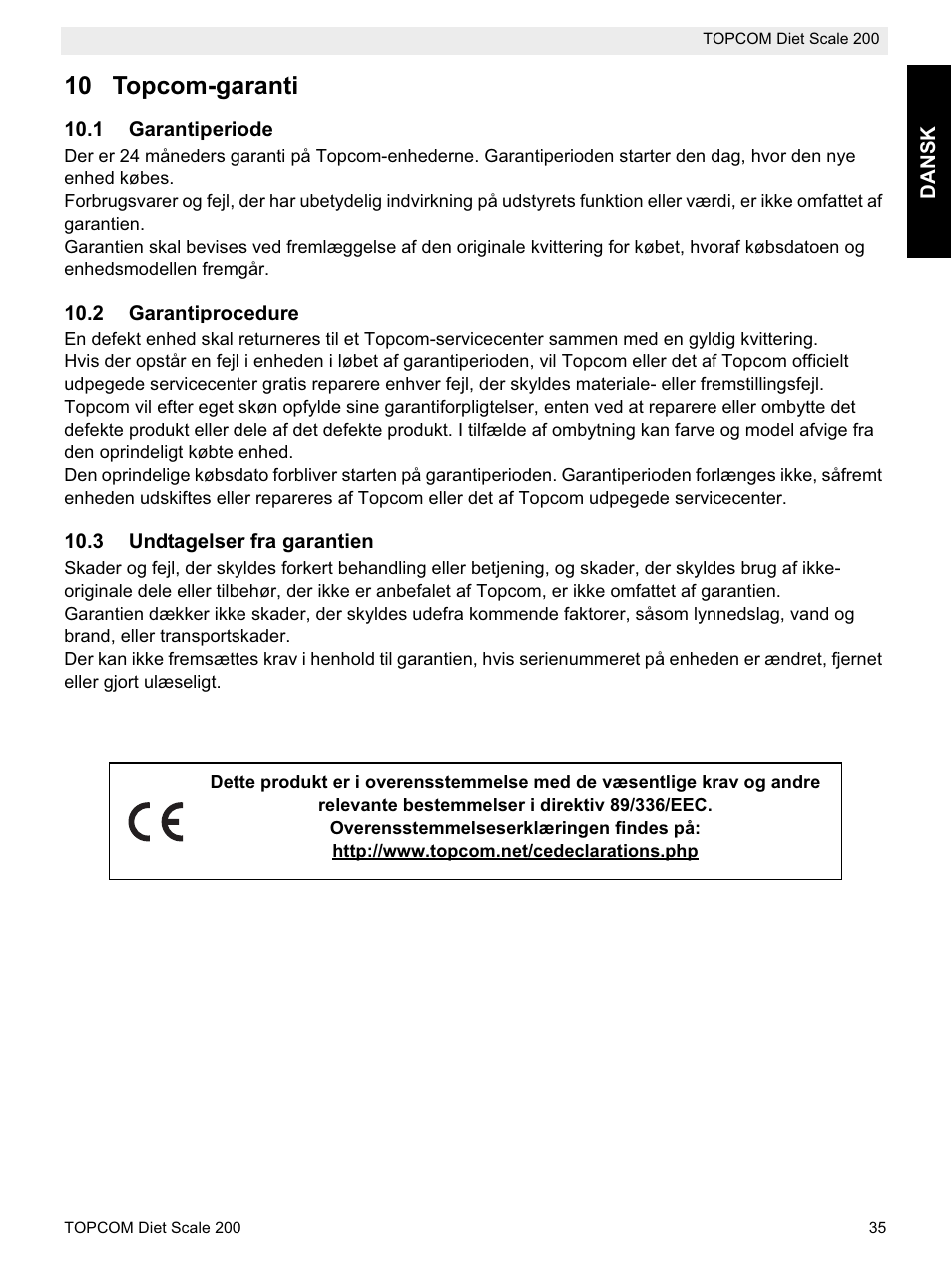 10 topcom-garanti | Topcom DIET SCALE 200 User Manual | Page 37 / 88