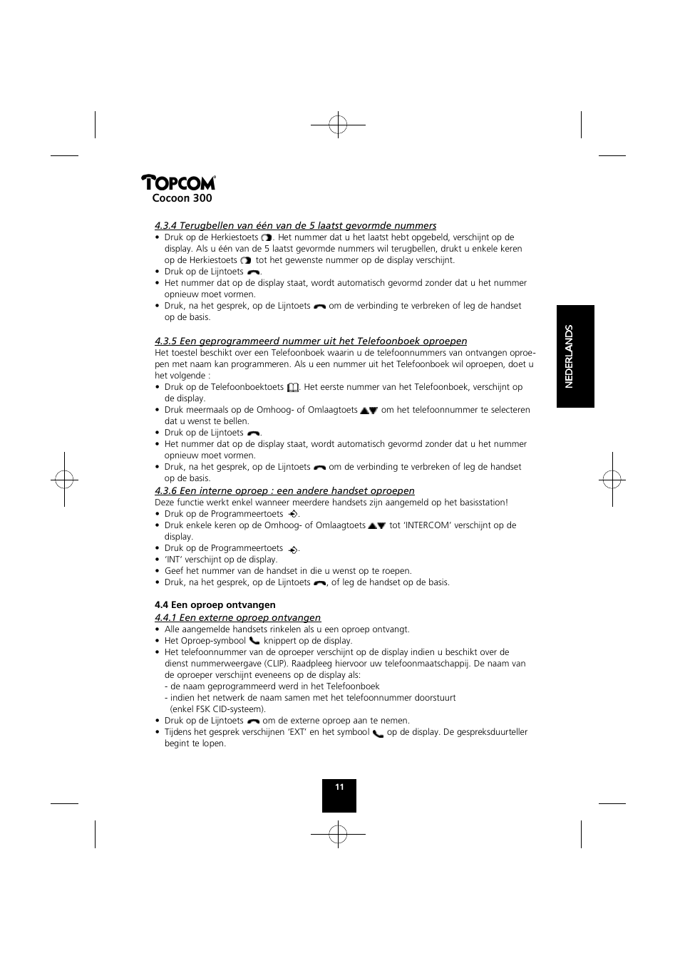 Cocoon 300 | Topcom COCOON 300 User Manual | Page 10 / 95