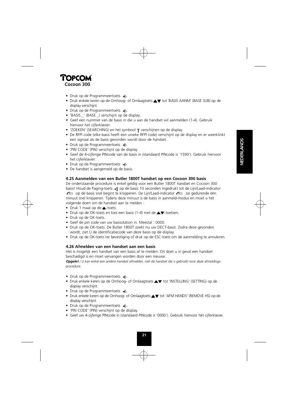 Cocoon 300 | Topcom COCOON 300 User Manual | Page 20 / 95