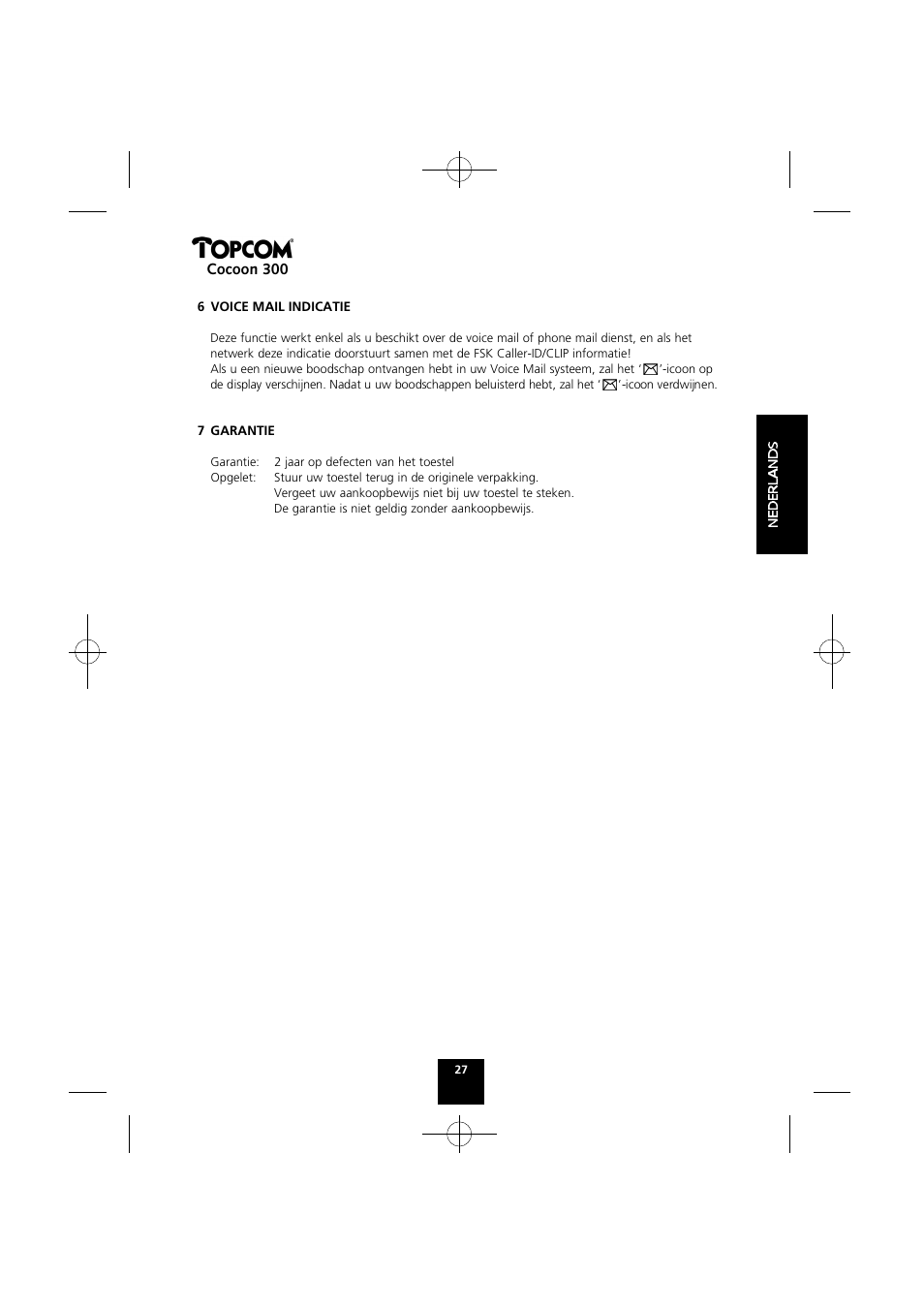 Cocoon 300 | Topcom COCOON 300 User Manual | Page 26 / 95