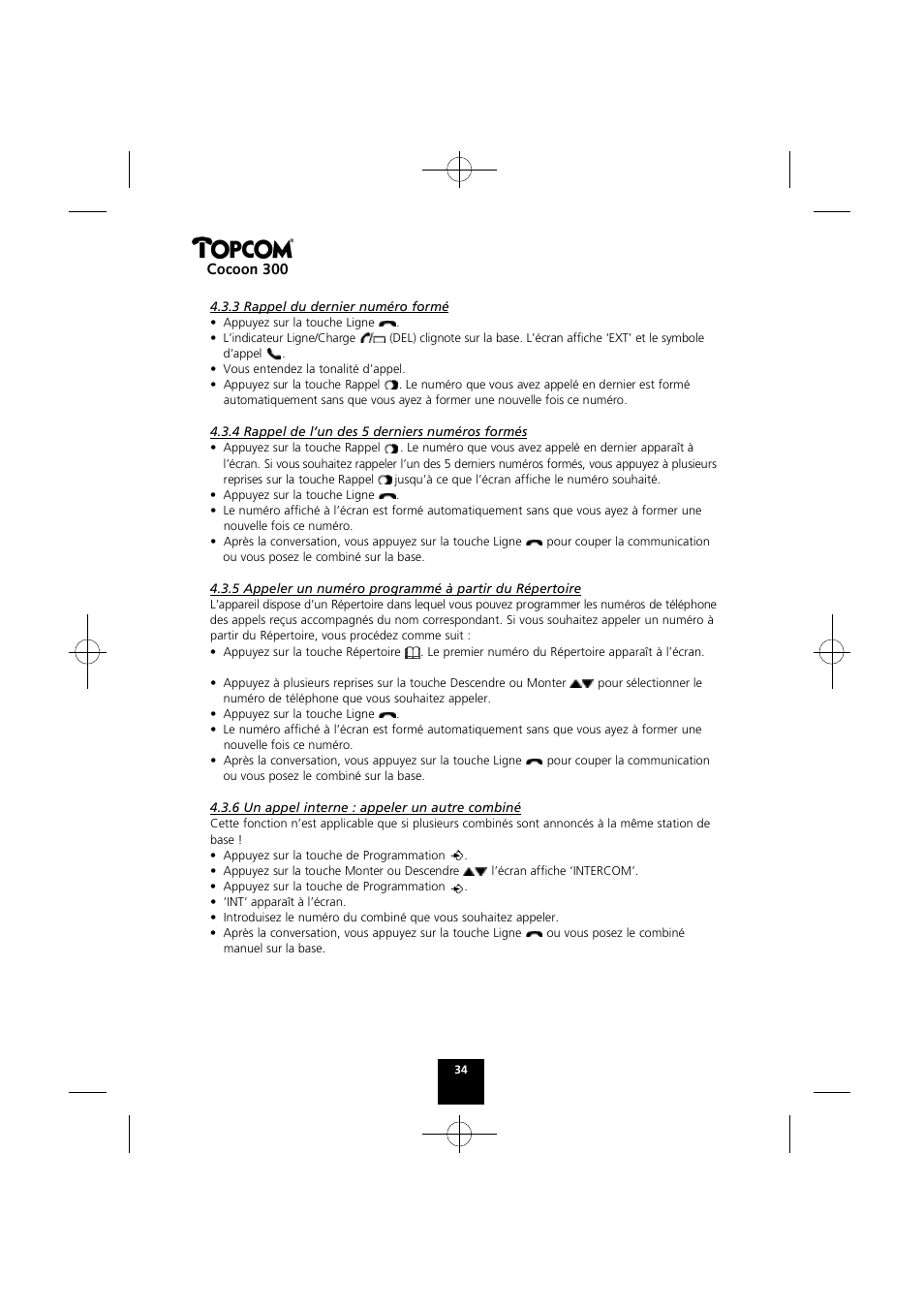 Cocoon 300 | Topcom COCOON 300 User Manual | Page 33 / 95
