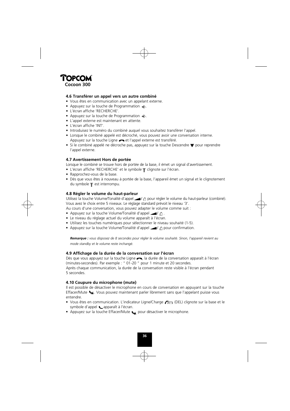 Cocoon 300 | Topcom COCOON 300 User Manual | Page 35 / 95
