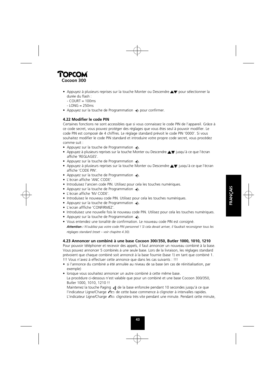 Cocoon 300 | Topcom COCOON 300 User Manual | Page 42 / 95