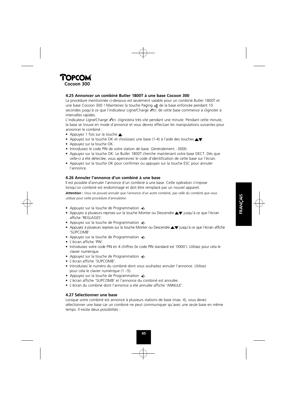 Cocoon 300 | Topcom COCOON 300 User Manual | Page 44 / 95