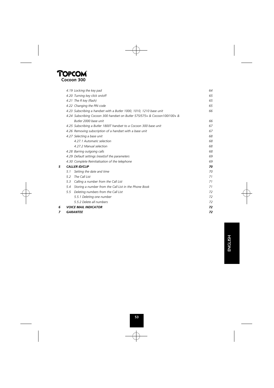 Cocoon 300 | Topcom COCOON 300 User Manual | Page 52 / 95