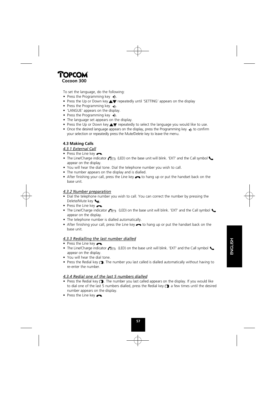 Cocoon 300 | Topcom COCOON 300 User Manual | Page 56 / 95