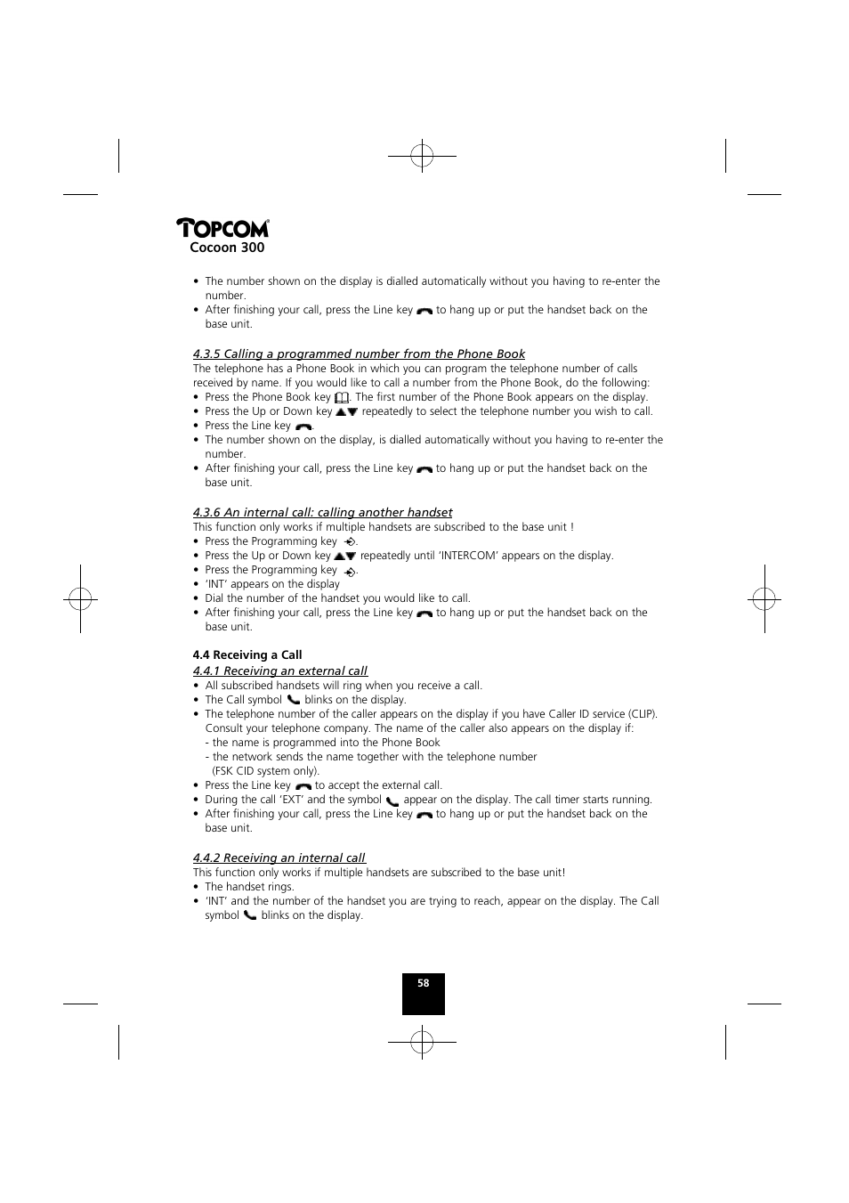 Cocoon 300 | Topcom COCOON 300 User Manual | Page 57 / 95