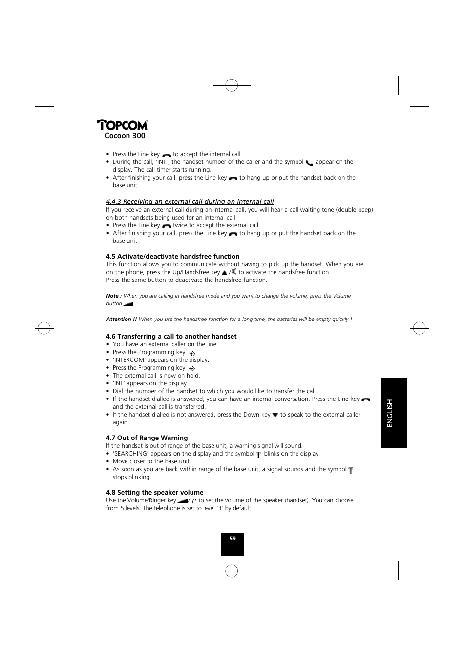 Cocoon 300 | Topcom COCOON 300 User Manual | Page 58 / 95