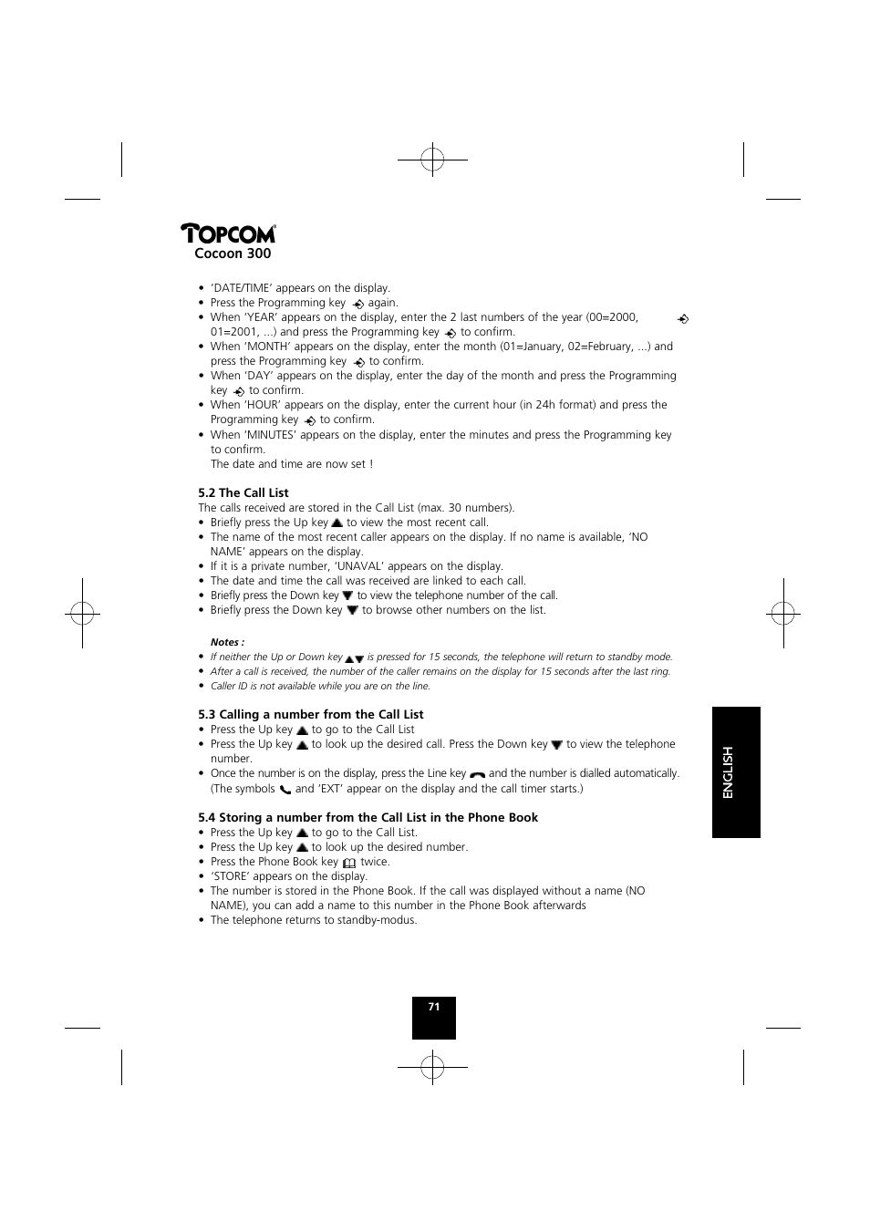 Cocoon 300 | Topcom COCOON 300 User Manual | Page 70 / 95
