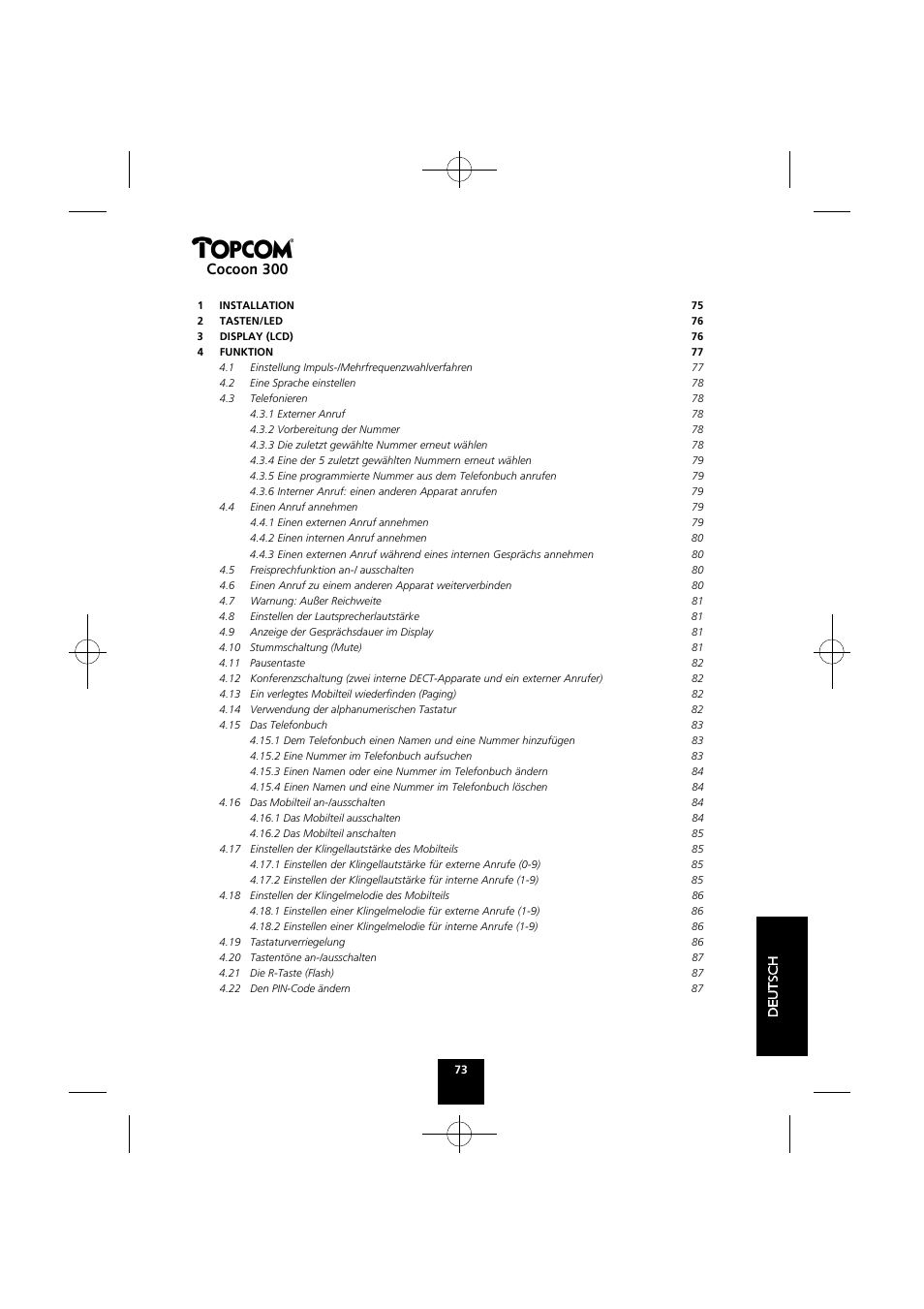 Cocoon 300 | Topcom COCOON 300 User Manual | Page 72 / 95