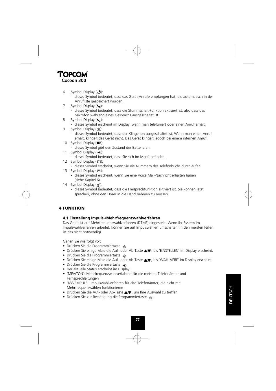 Cocoon 300 | Topcom COCOON 300 User Manual | Page 76 / 95