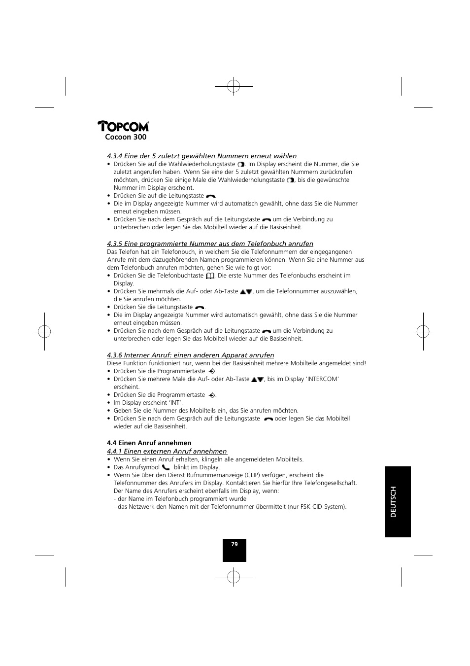Cocoon 300 | Topcom COCOON 300 User Manual | Page 78 / 95