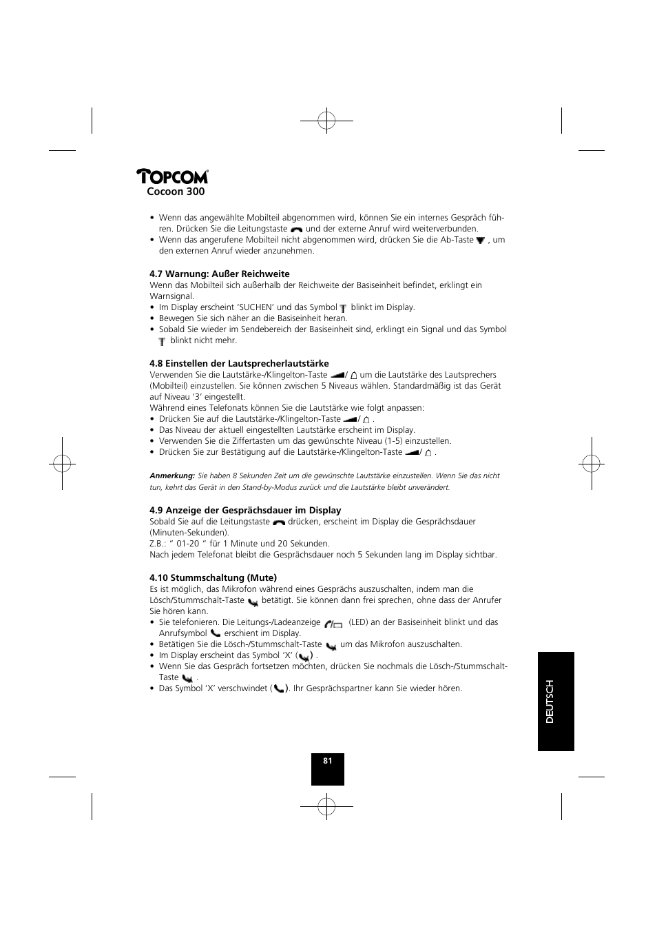 Cocoon 300 | Topcom COCOON 300 User Manual | Page 80 / 95