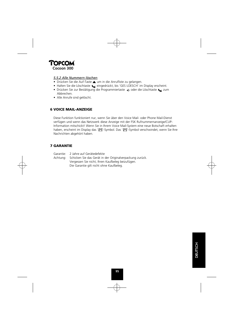 Cocoon 300 | Topcom COCOON 300 User Manual | Page 94 / 95