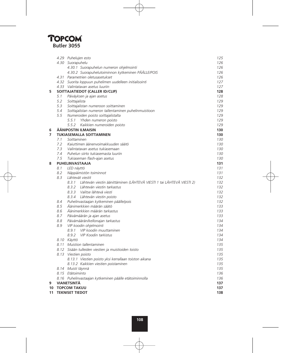 Butler 3055 | Topcom BUTLER 3055 User Manual | Page 108 / 176