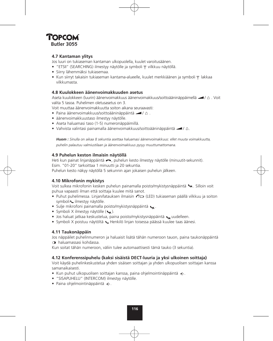 Topcom BUTLER 3055 User Manual | Page 116 / 176