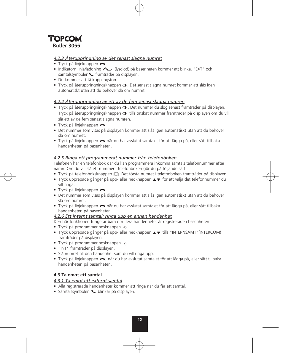 Topcom BUTLER 3055 User Manual | Page 12 / 176