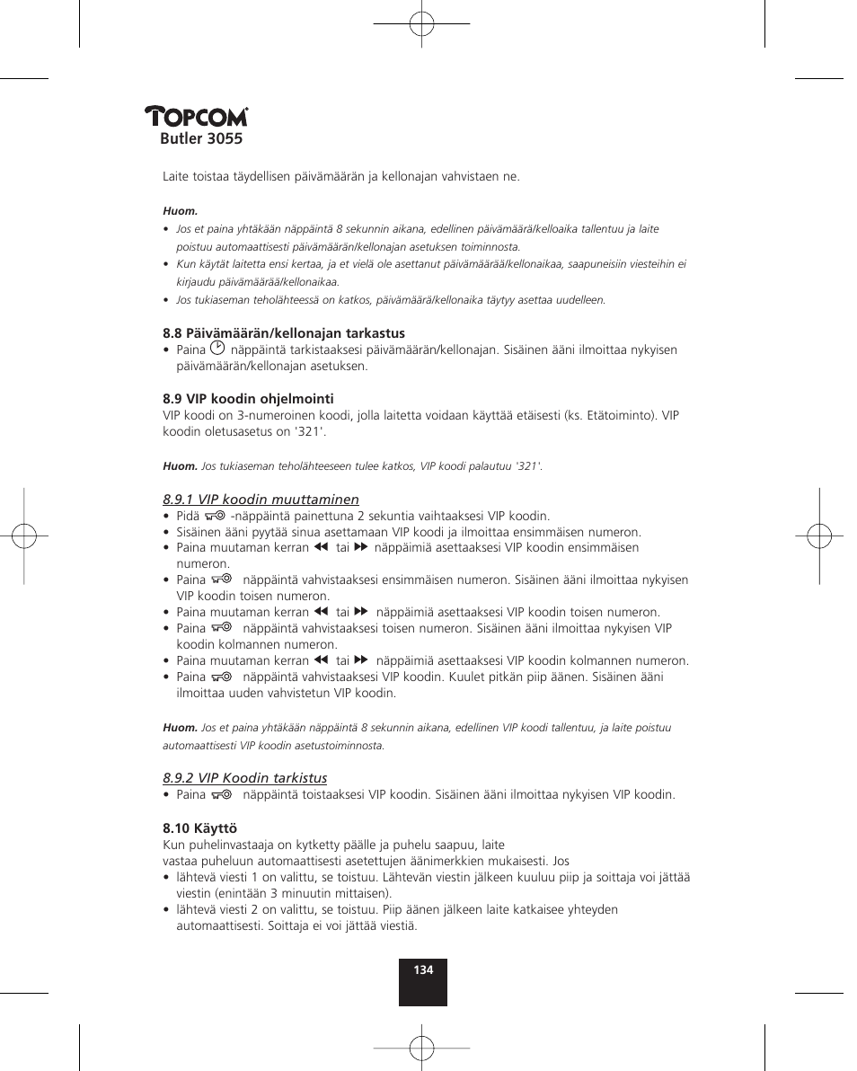 Topcom BUTLER 3055 User Manual | Page 134 / 176