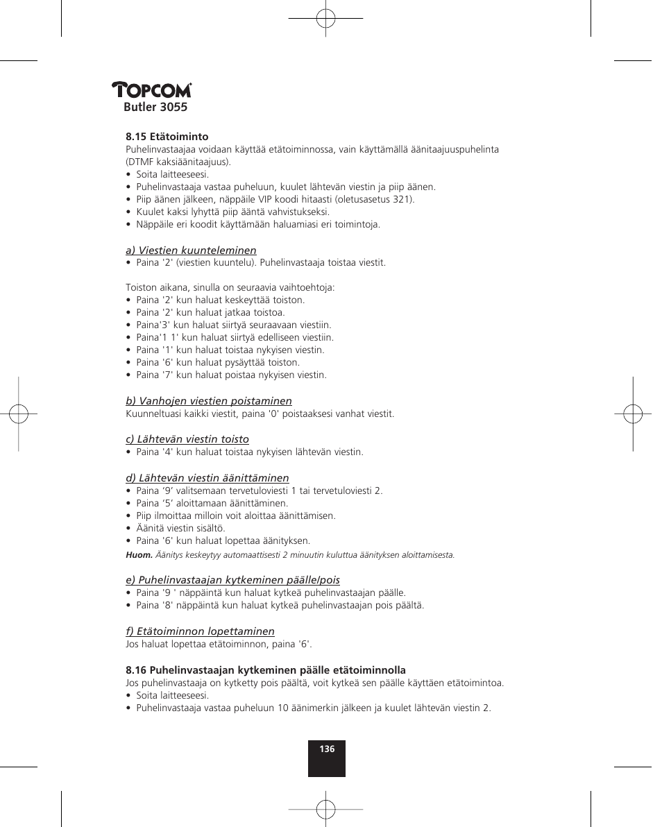 Topcom BUTLER 3055 User Manual | Page 136 / 176