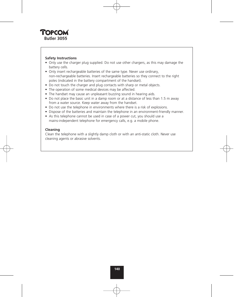 Topcom BUTLER 3055 User Manual | Page 140 / 176