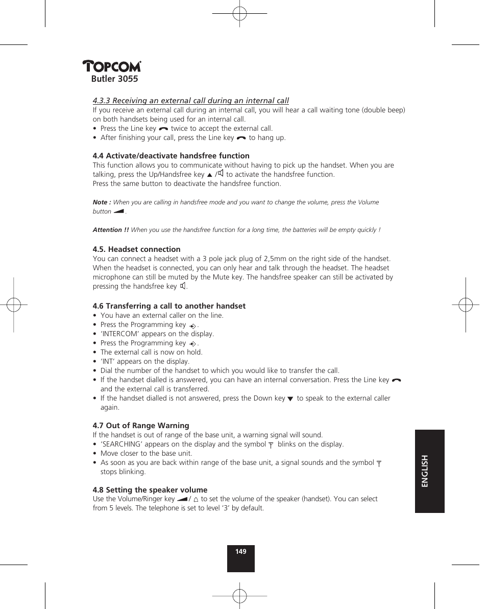 Topcom BUTLER 3055 User Manual | Page 149 / 176