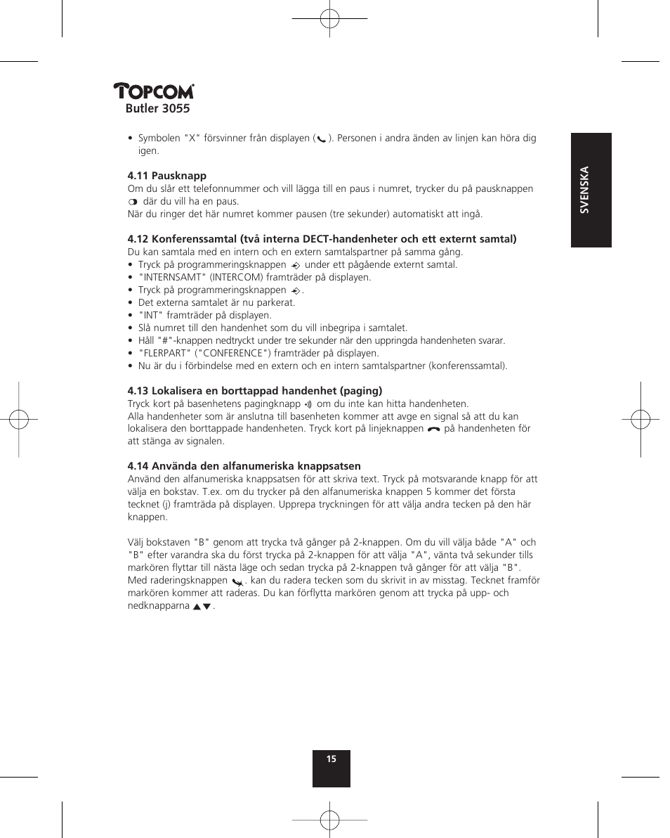 Topcom BUTLER 3055 User Manual | Page 15 / 176