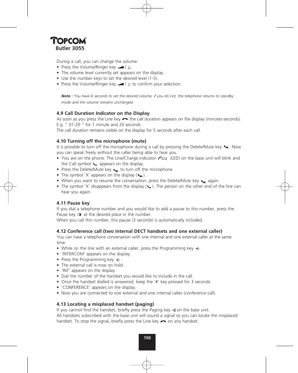 Topcom BUTLER 3055 User Manual | Page 150 / 176