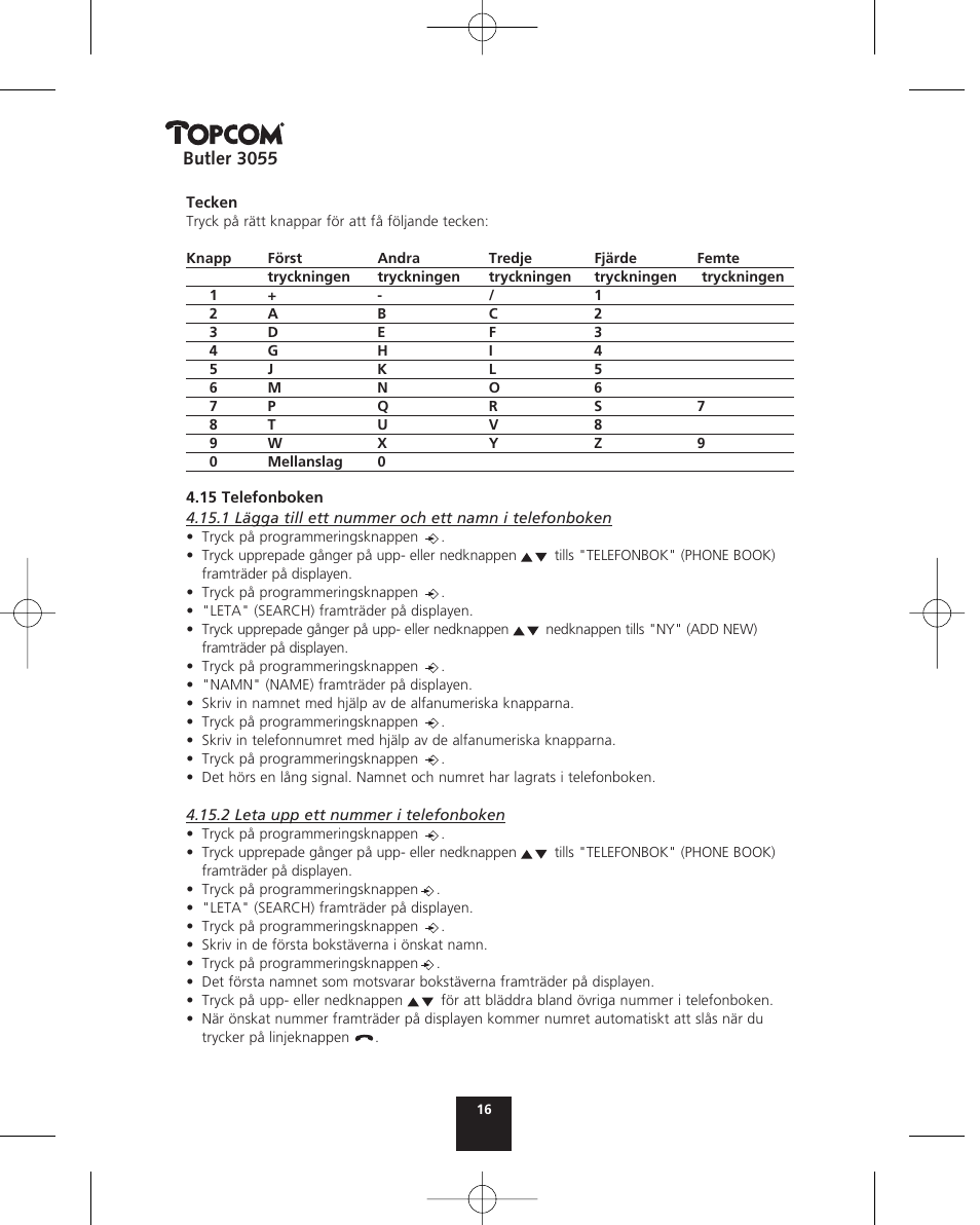 Topcom BUTLER 3055 User Manual | Page 16 / 176