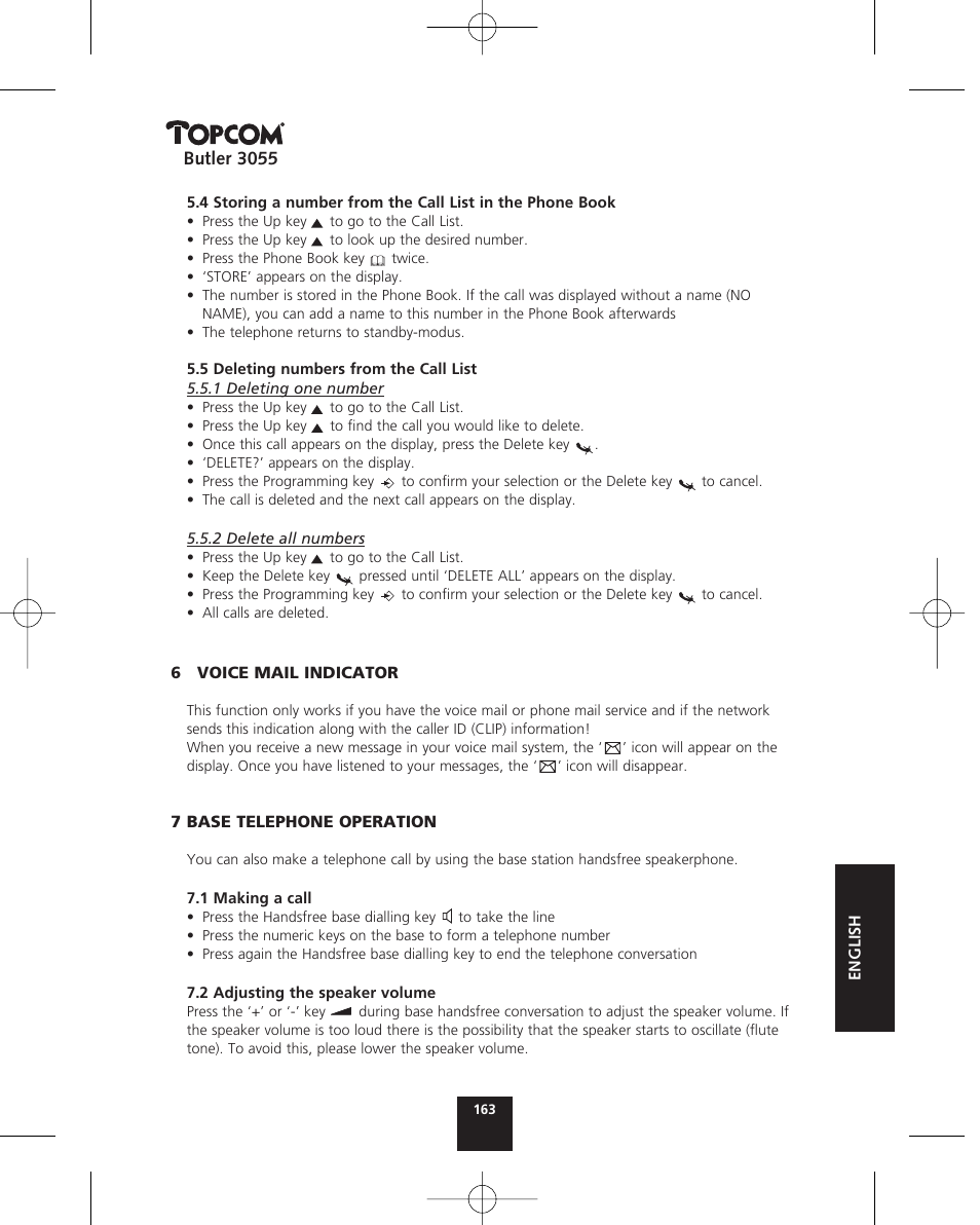 Topcom BUTLER 3055 User Manual | Page 163 / 176