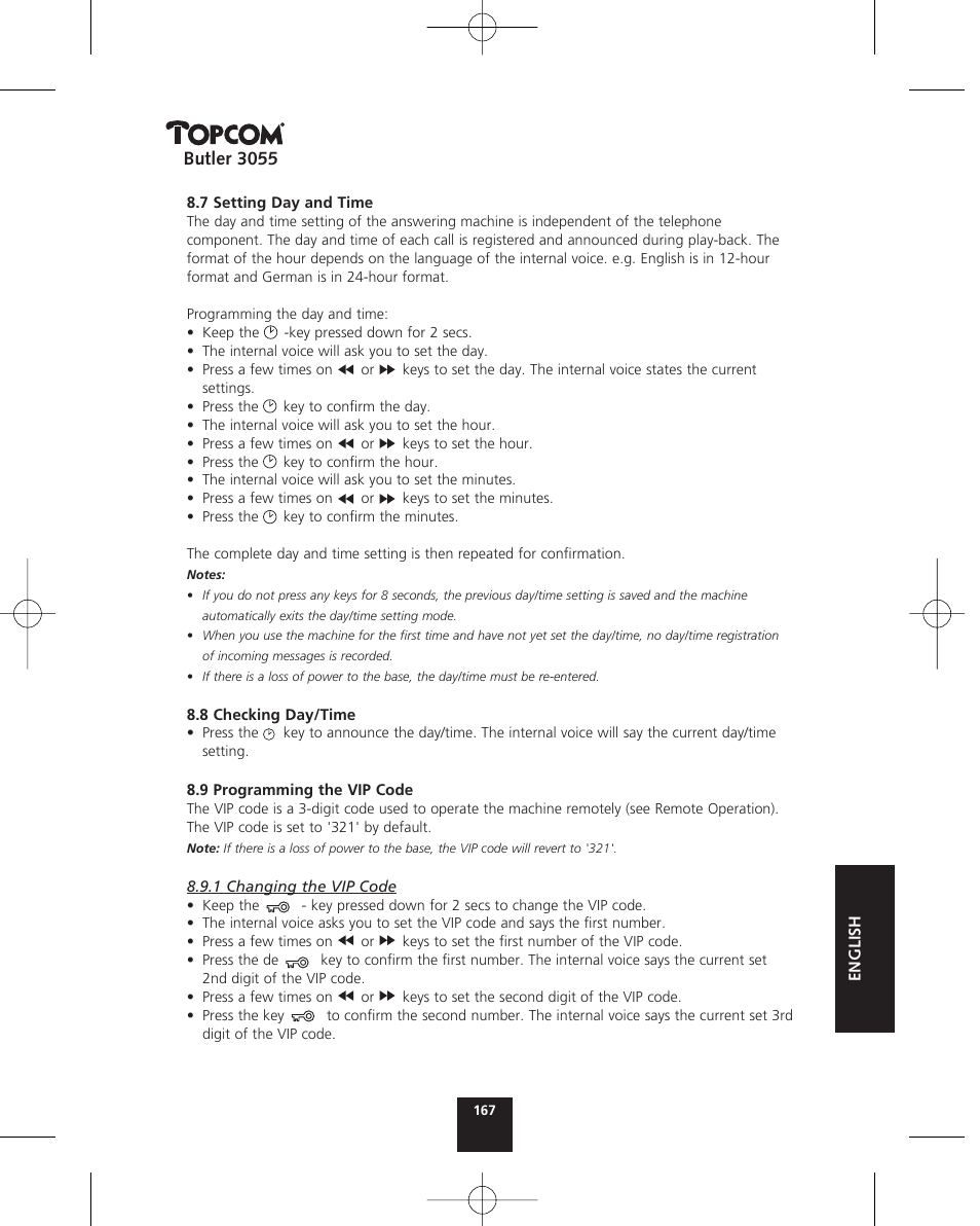 Topcom BUTLER 3055 User Manual | Page 167 / 176