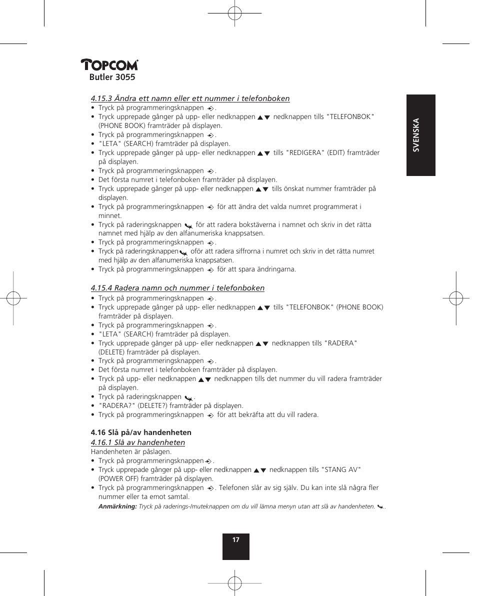 Topcom BUTLER 3055 User Manual | Page 17 / 176