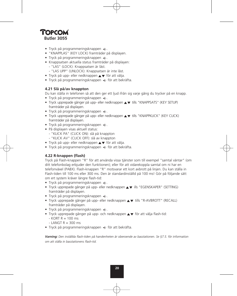 Topcom BUTLER 3055 User Manual | Page 20 / 176