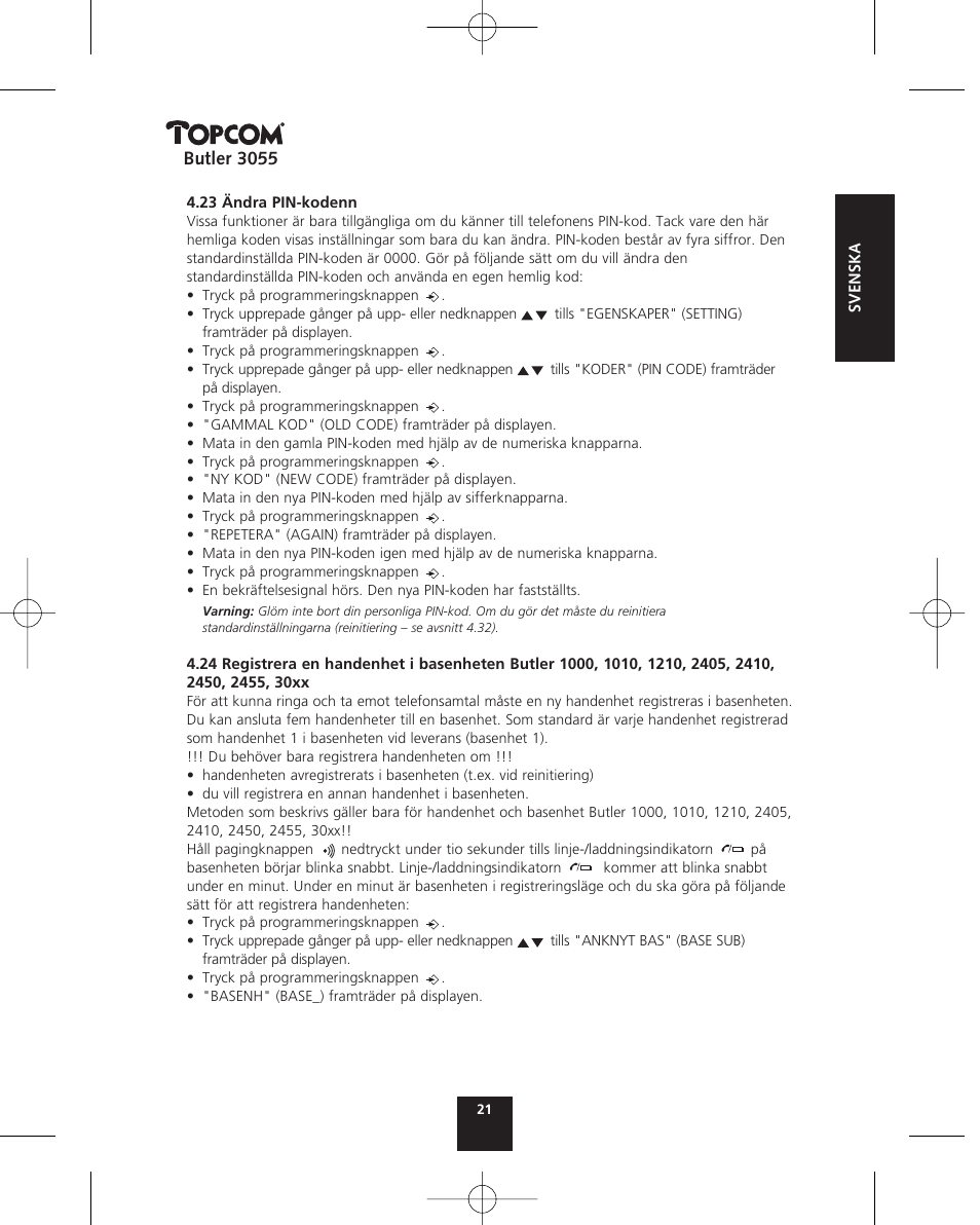 Topcom BUTLER 3055 User Manual | Page 21 / 176