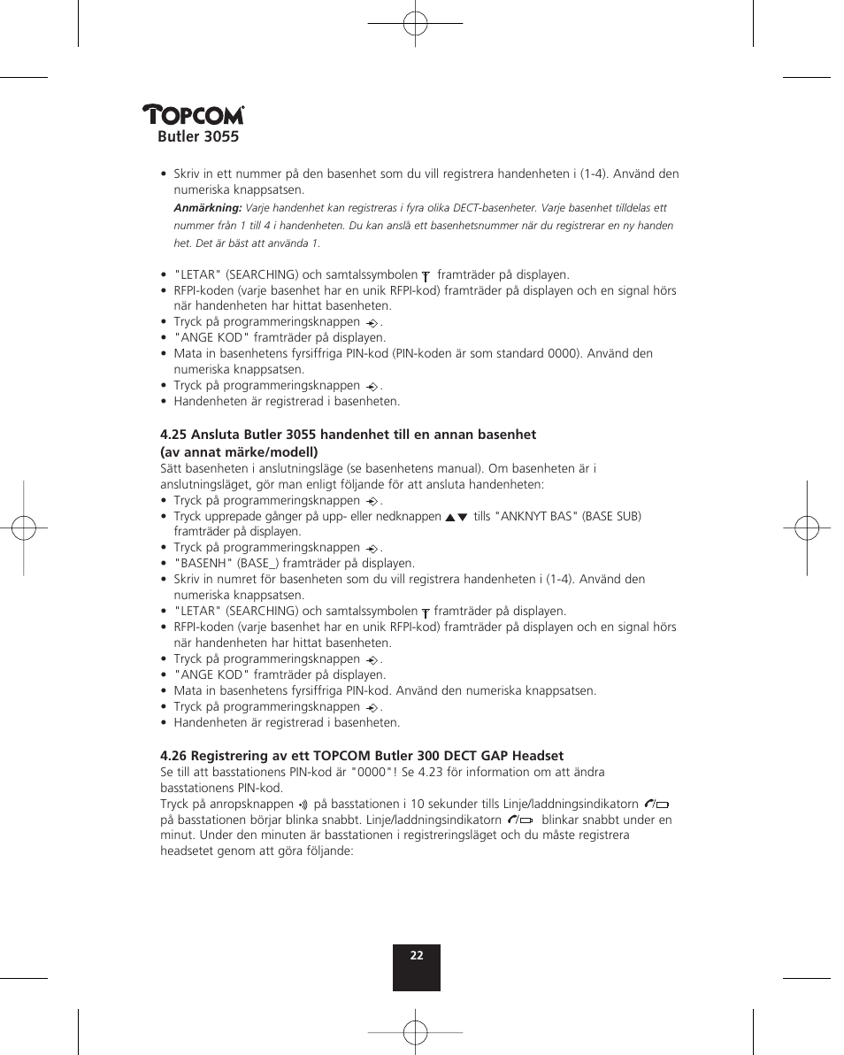 Topcom BUTLER 3055 User Manual | Page 22 / 176