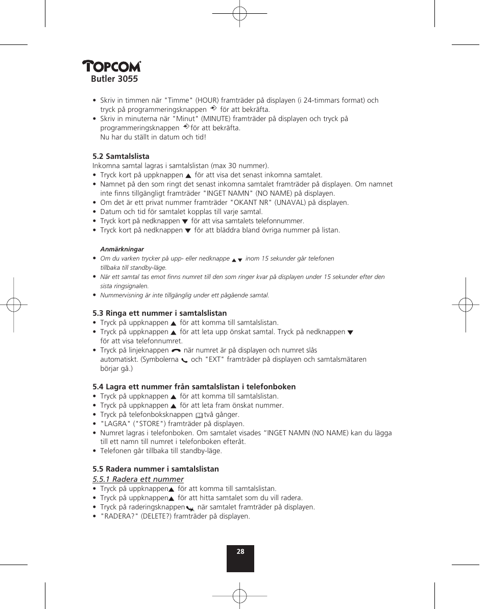 Topcom BUTLER 3055 User Manual | Page 28 / 176