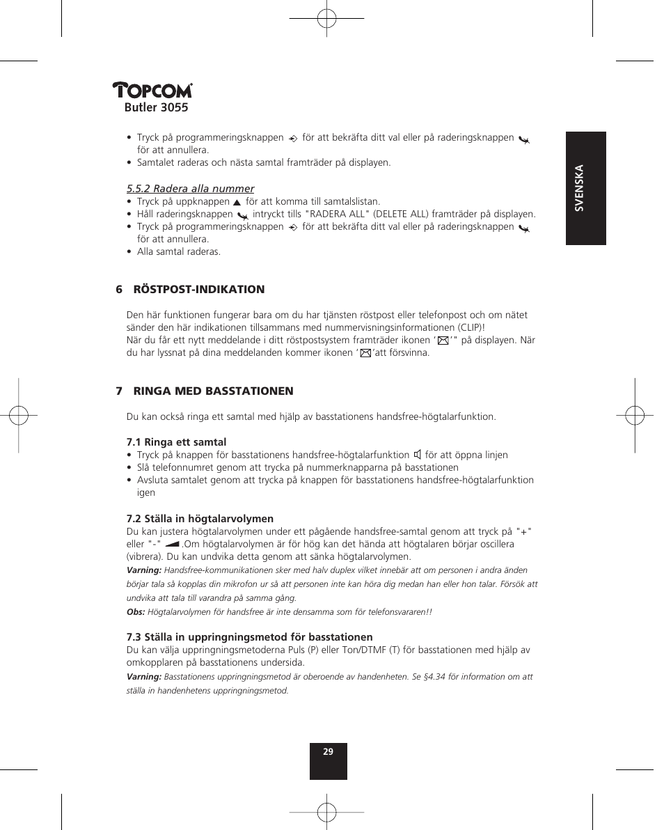 Topcom BUTLER 3055 User Manual | Page 29 / 176