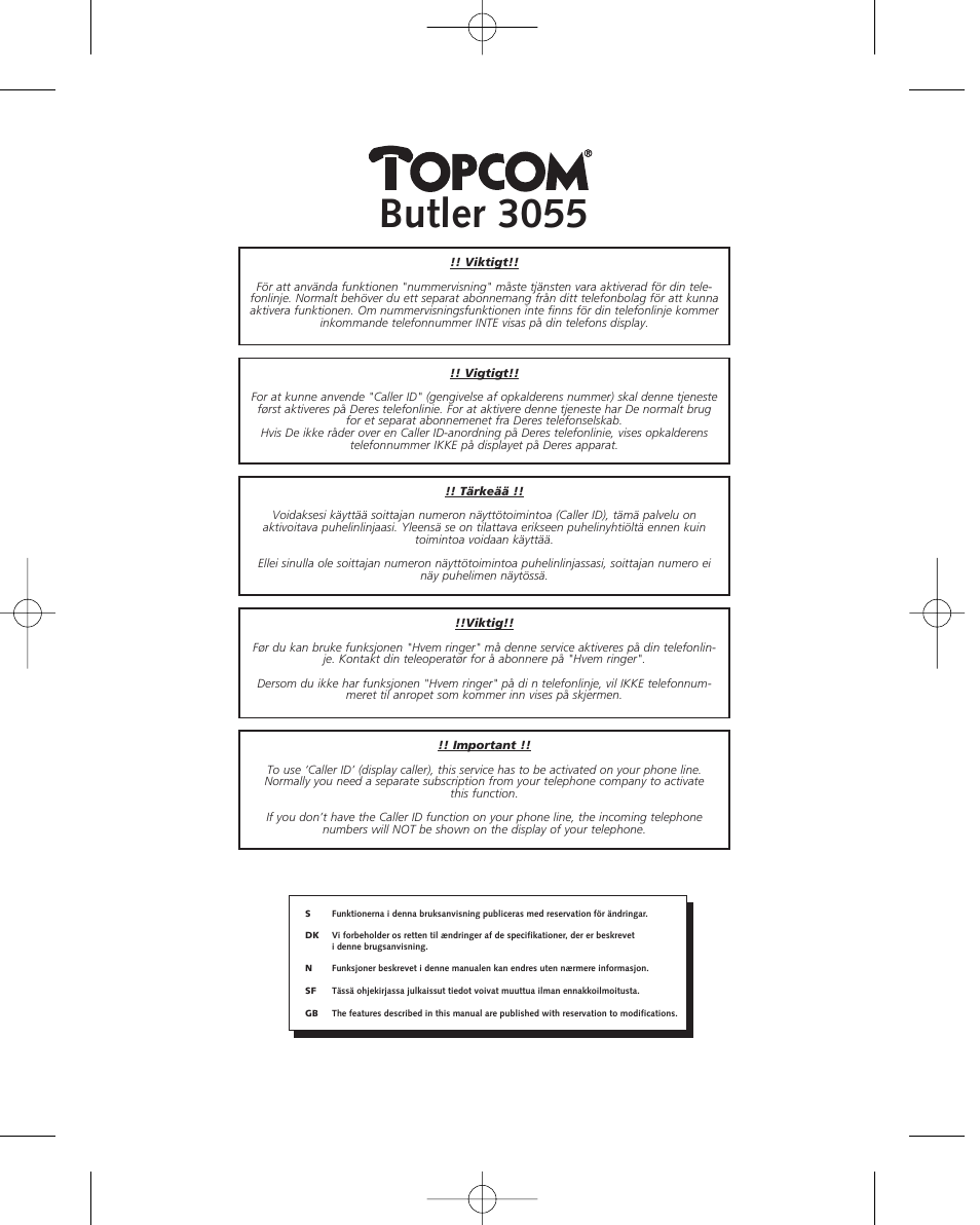 Butler 3055 | Topcom BUTLER 3055 User Manual | Page 3 / 176
