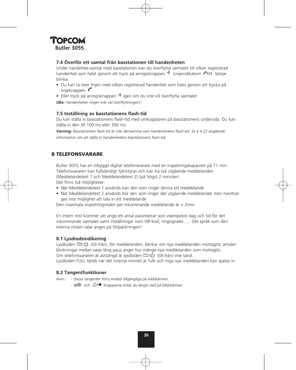 Topcom BUTLER 3055 User Manual | Page 30 / 176