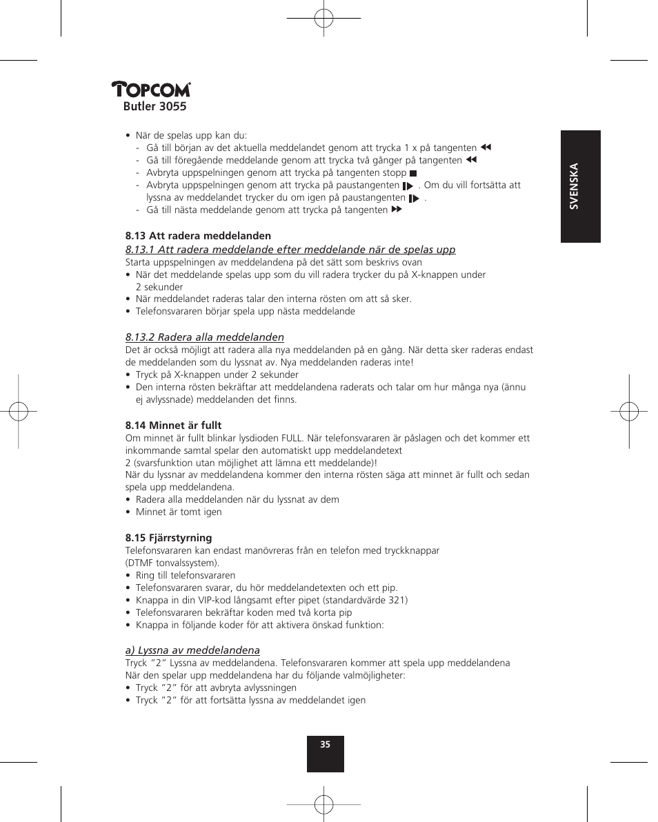 Topcom BUTLER 3055 User Manual | Page 35 / 176