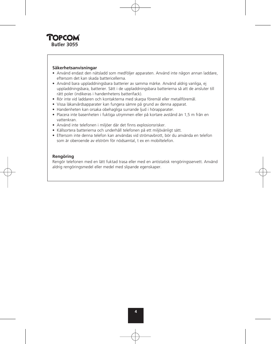 Topcom BUTLER 3055 User Manual | Page 4 / 176