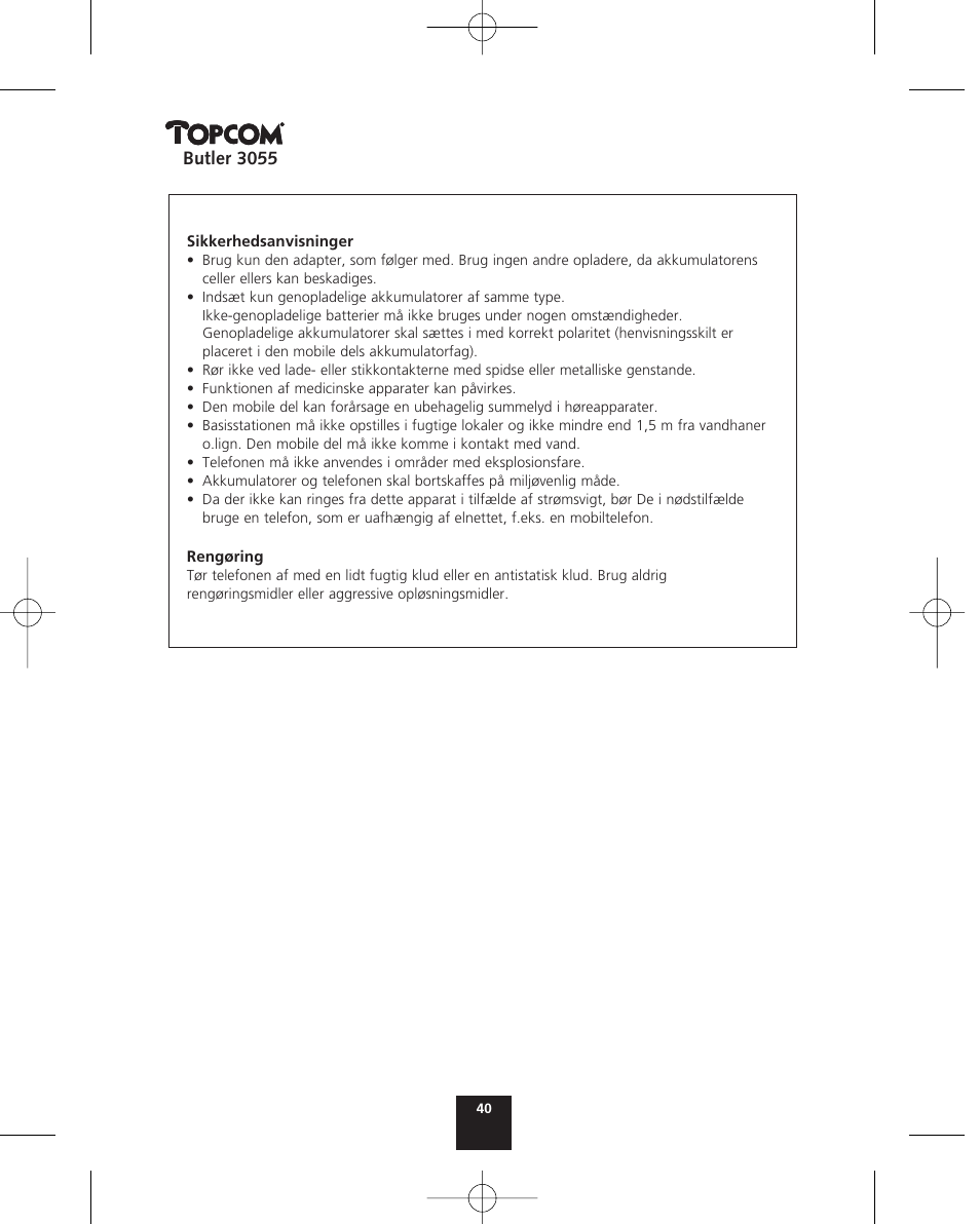 Topcom BUTLER 3055 User Manual | Page 40 / 176