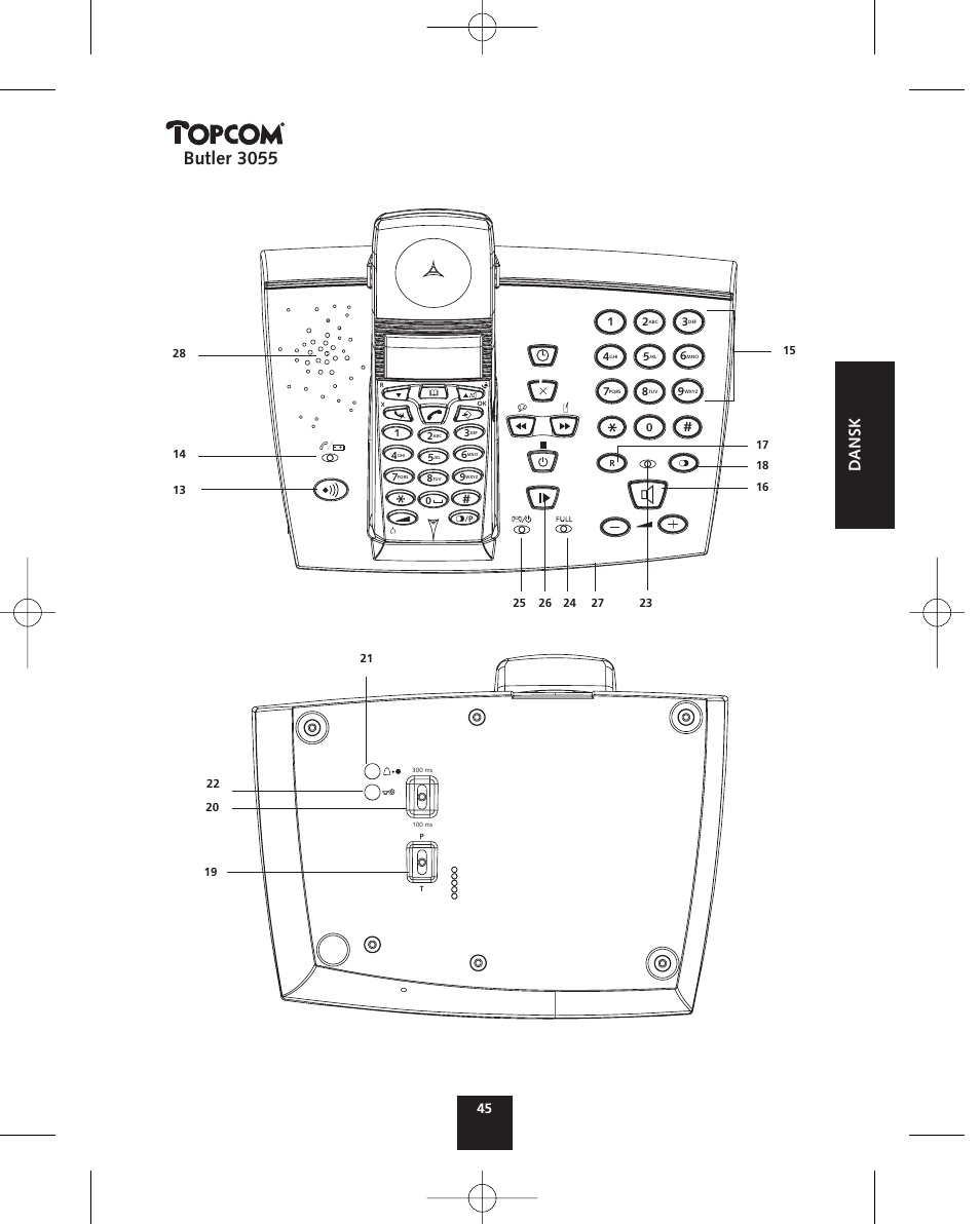 Butler 3055, Dansk | Topcom BUTLER 3055 User Manual | Page 45 / 176